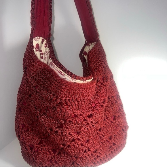 Hand made crochet Burgundy bag y2k boho - Picture 10 of 14